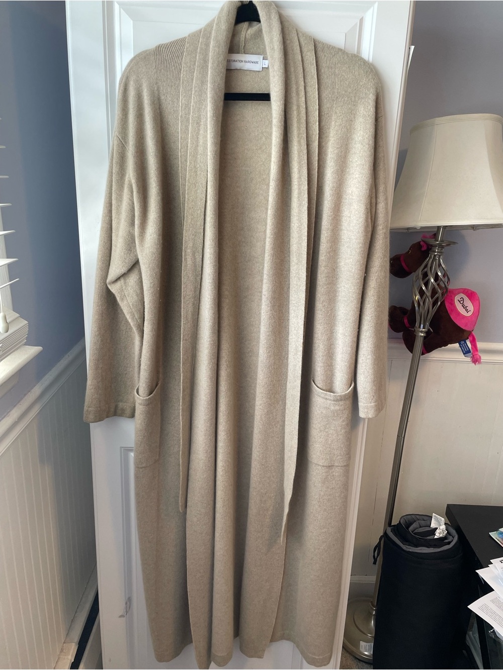 Restoration Hardware 100% Cashmere Long Duster Cardigan Large Oatmeal